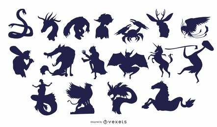 Creatures Silhouette Collection Vector Download