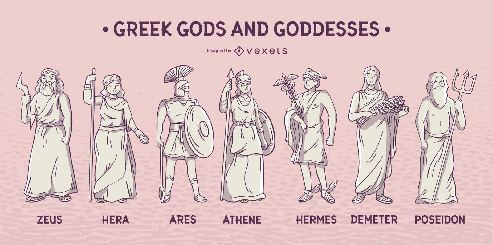 Conjunto de dioses y diosas griegas.