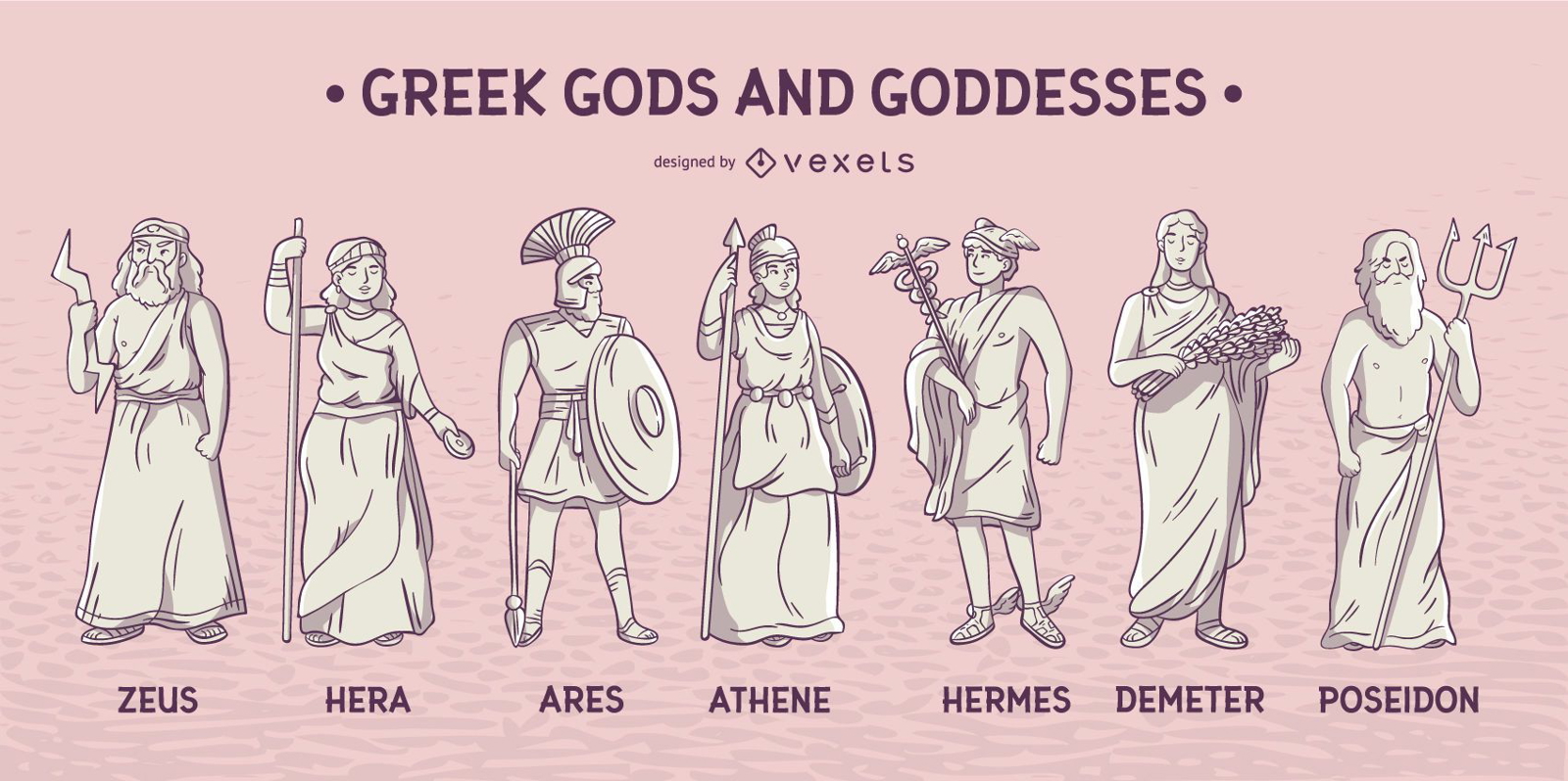 Greek Gods And Goddesses Set Vector Download