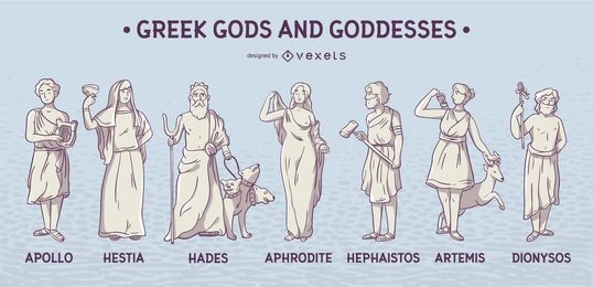 Greek gods and goddesses vector set