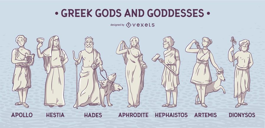 Griechischer Götter- und Göttinvektorsatz Griechischer Götter- und Göttinvektorsatz