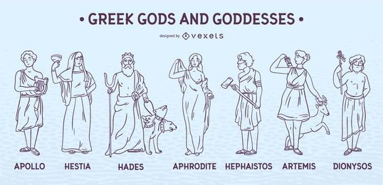 Greek gods and goddesses stroke set
