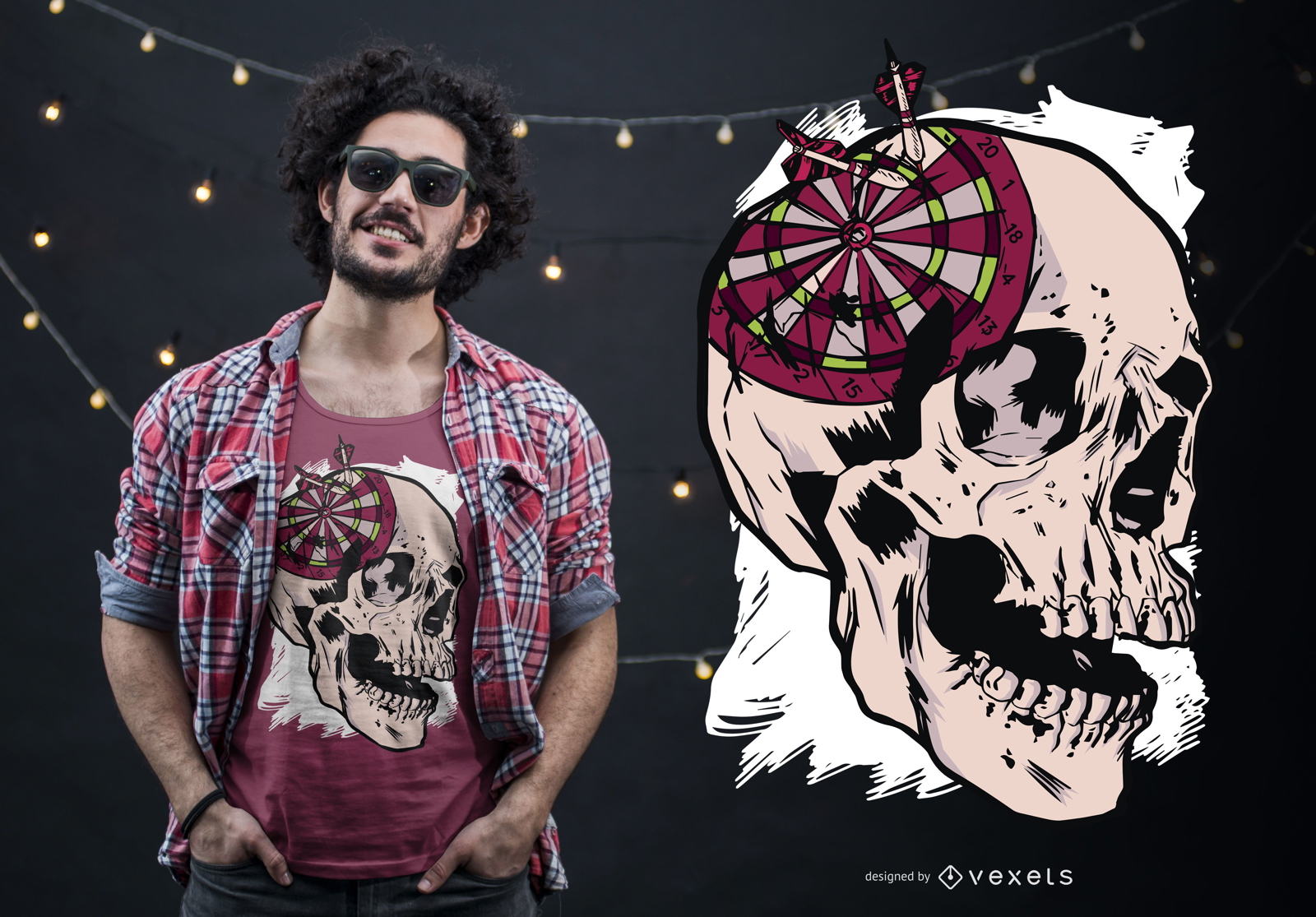 Skull dartboard t-shirt design