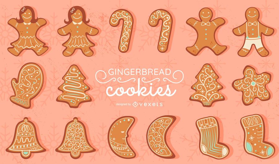 Gingerbread cookies vector set Gingerbread cookies vector set