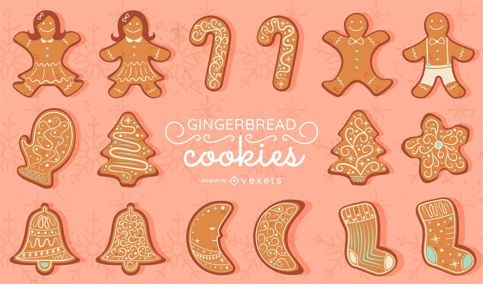 Gingerbread cookies vector set