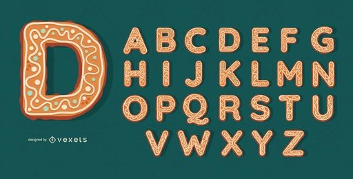 Gingerbread cookies alphabet set 