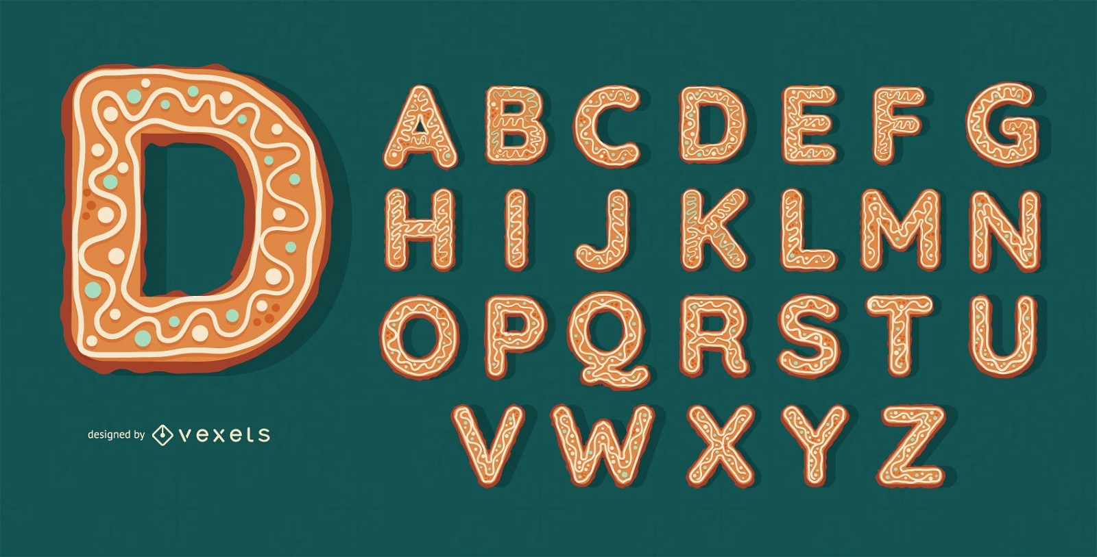 Conjunto de alfabeto de biscoitos de gengibre