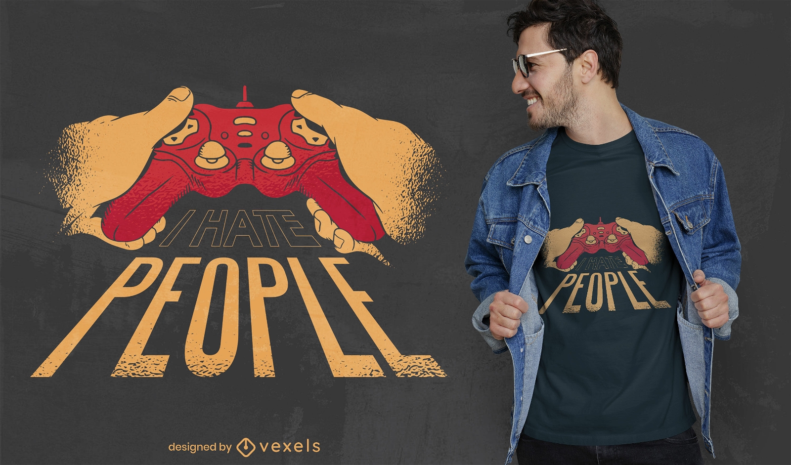 Diseño de camiseta gamer hate people