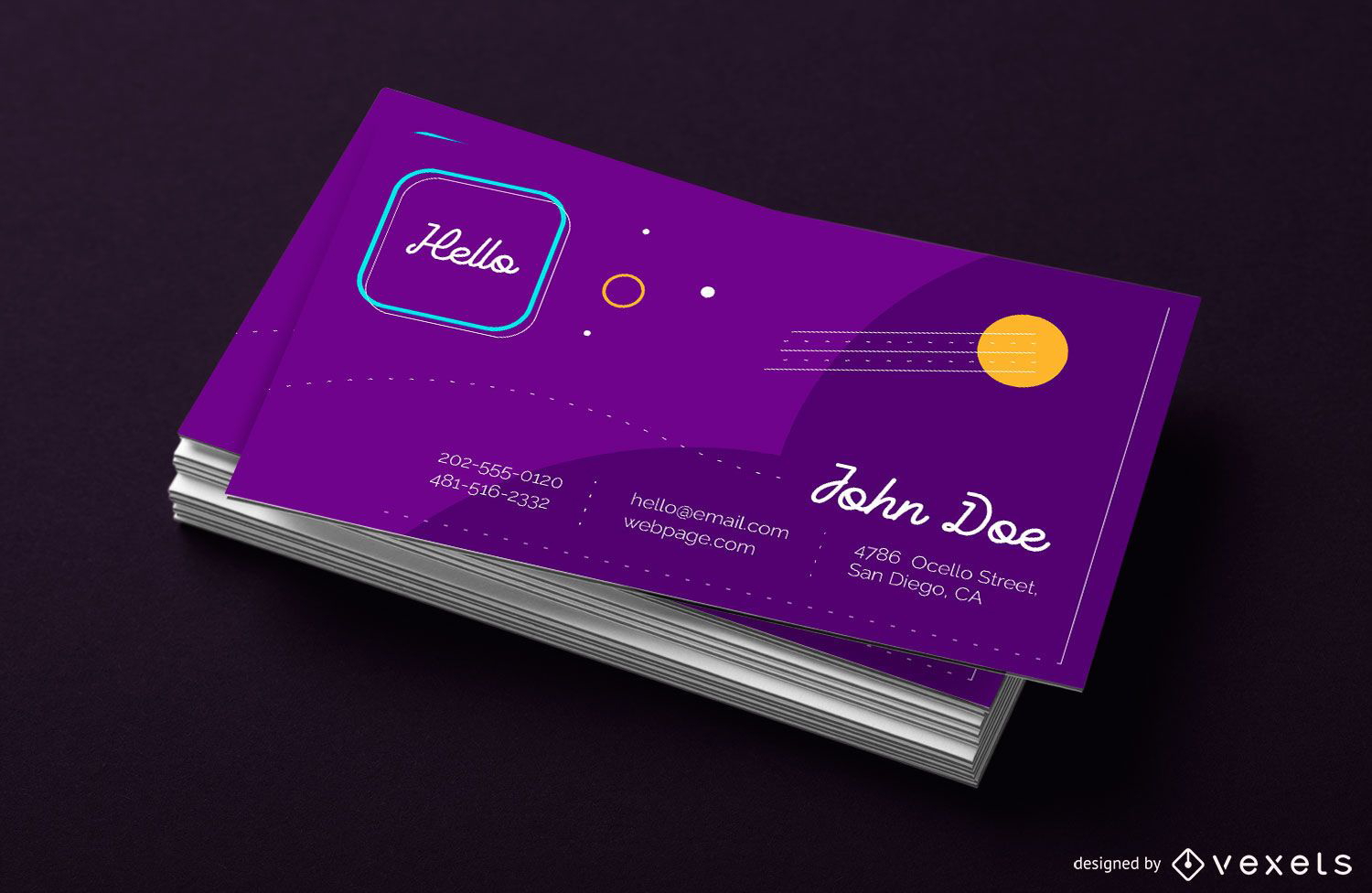 Plantilla de tarjeta de visita de diseño abstracto púrpura