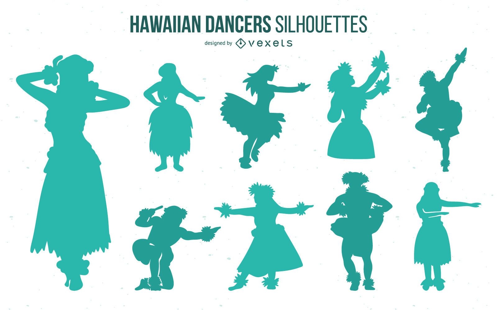 Paquete de silueta de bailarina de hula hawaiana