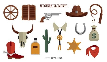 Flat Design Western Elements Collection
