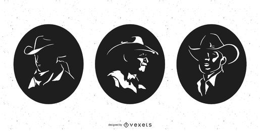 Cowboy Profile Silhouette Pack Cowboy Profile Silhouette Pack