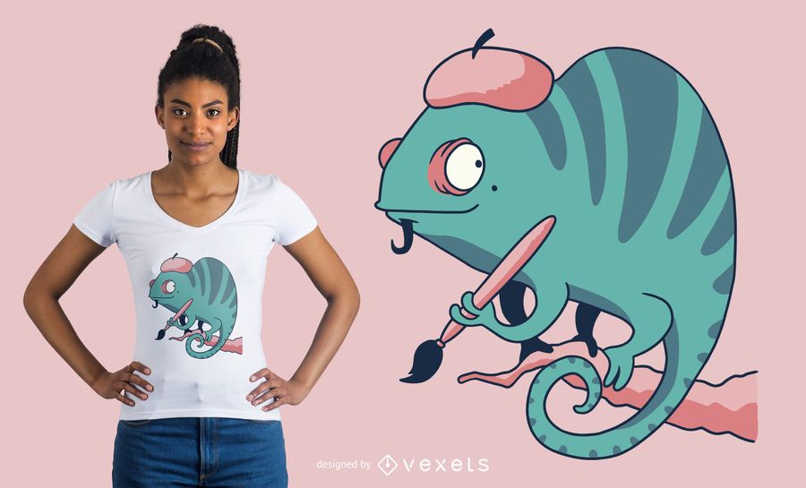 Design de t-shirt camaleão de pintor Design de t-shirt camaleão de pintor