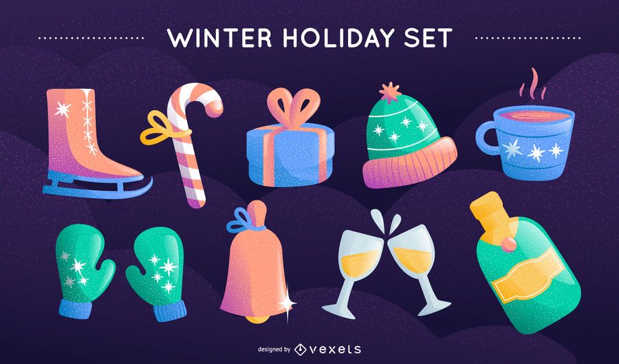 Conjunto de vetores de férias de inverno Conjunto de vetores de férias de inverno