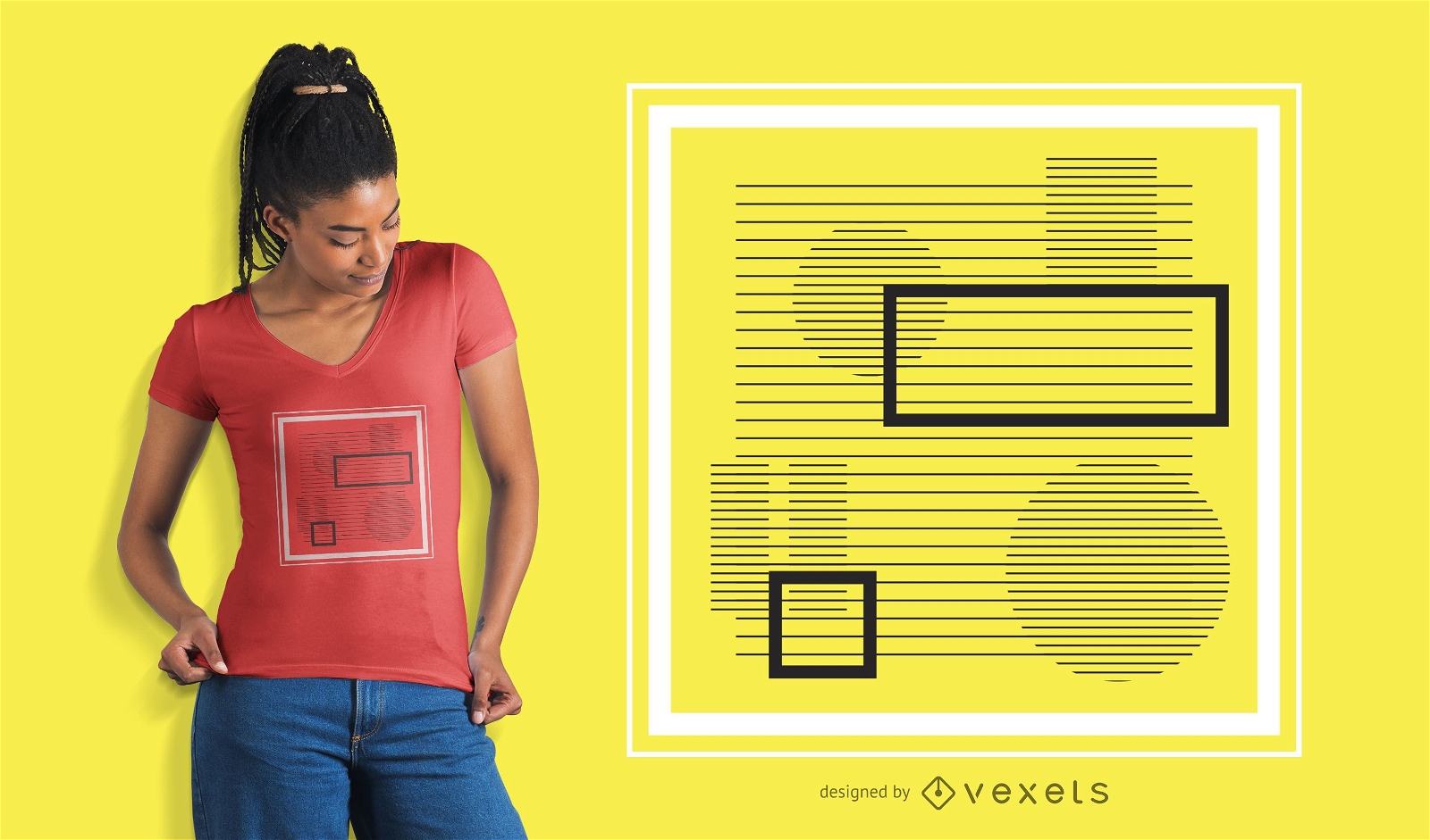 Design abstrato de t-shirt com listras quadradas