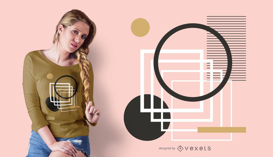 Diseño de camiseta de círculos y cuadrados. Diseño de camiseta de círculos y cuadrados.