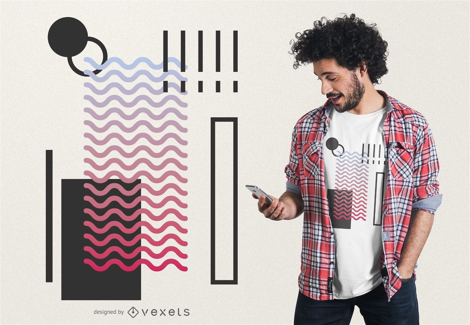Abstract waves geometric t-shirt design