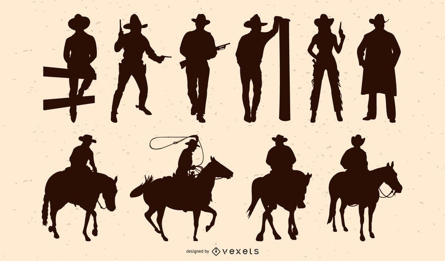 Paquete de silueta de personas de vaquero Paquete de silueta de personas de vaquero