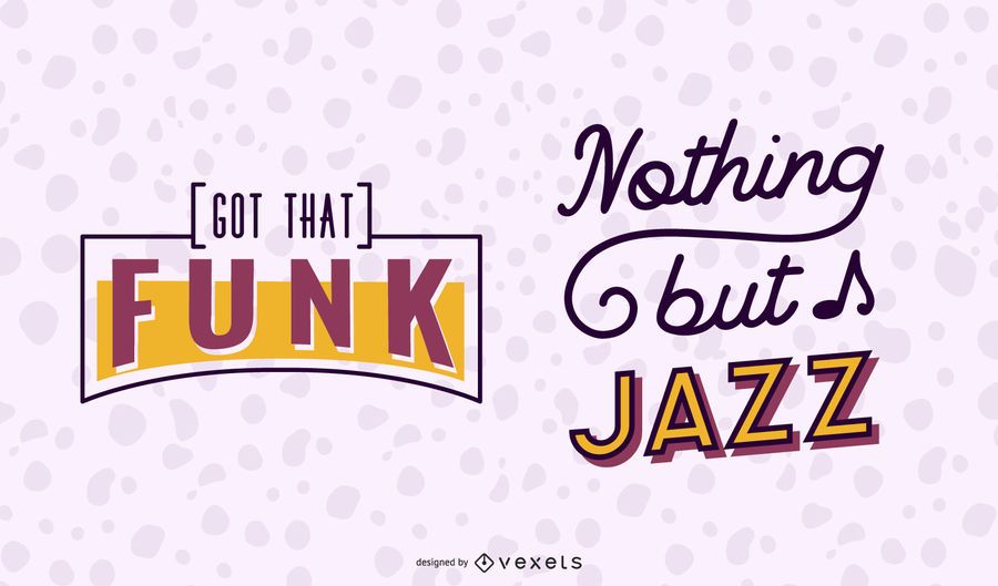 Music Funk Jazz Lettering Banner Set - Vector download