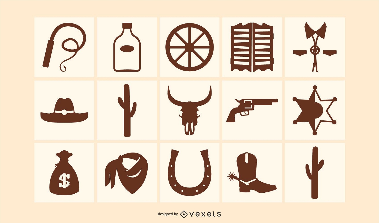 Western Elements Silhouette Icon Pack