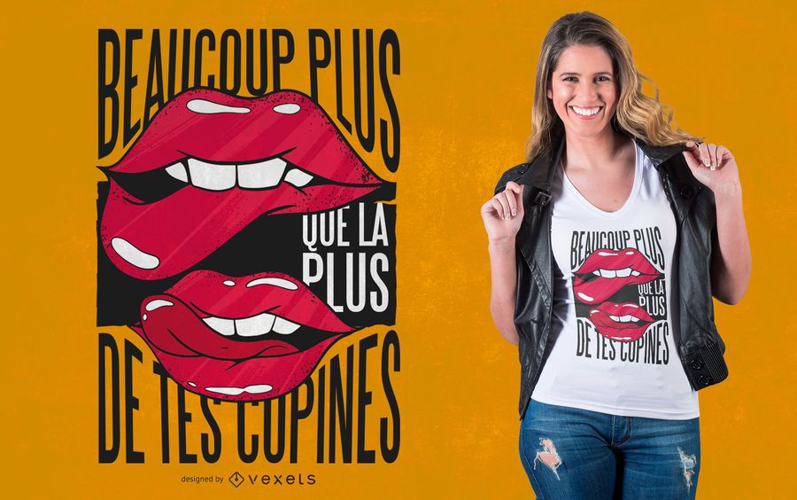 Lips French Quote T-shirt Design Lips French Quote T-shirt Design