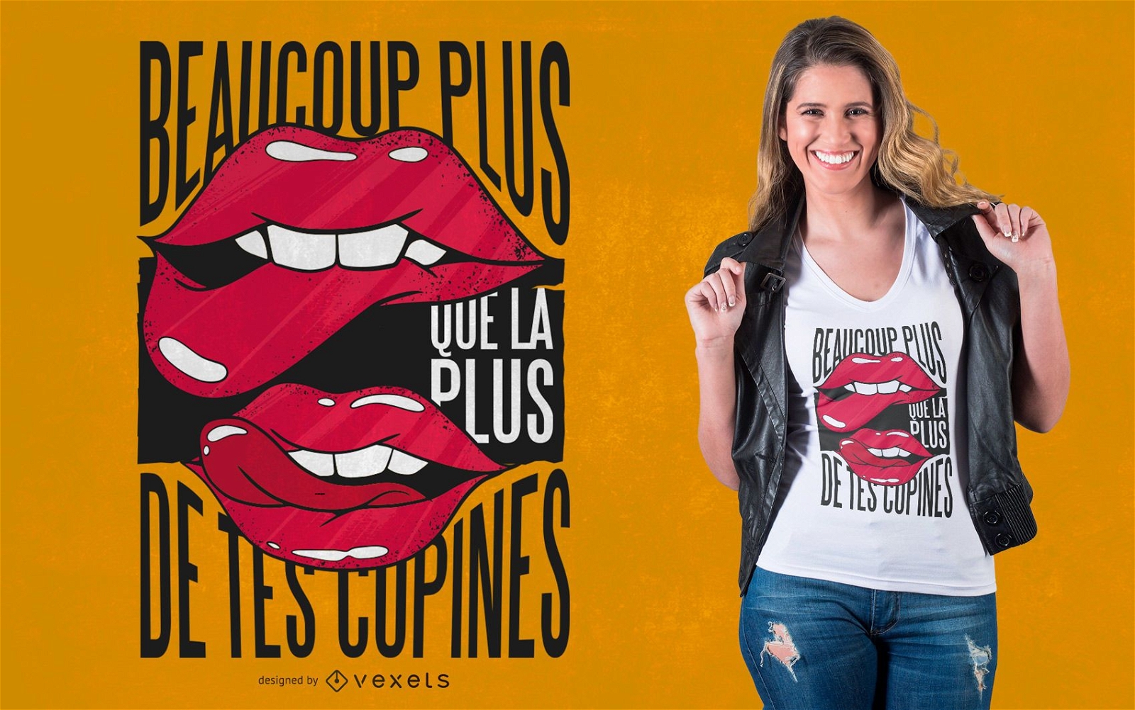 Diseño de camiseta Lips French Quote