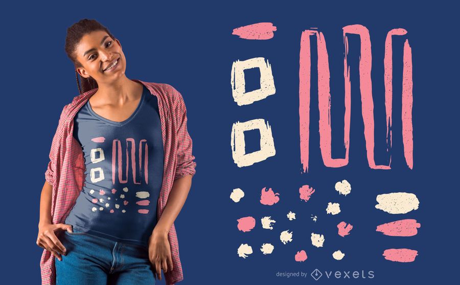 Design de camiseta branca rosa abstrata Design de camiseta branca rosa abstrata