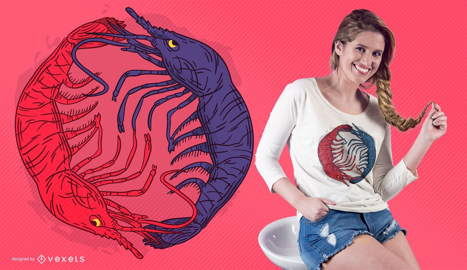 Lobster yin yang t-shirt design