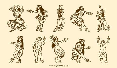 Hawaiian dancers stroke pack Hawaiian dancers stroke pack