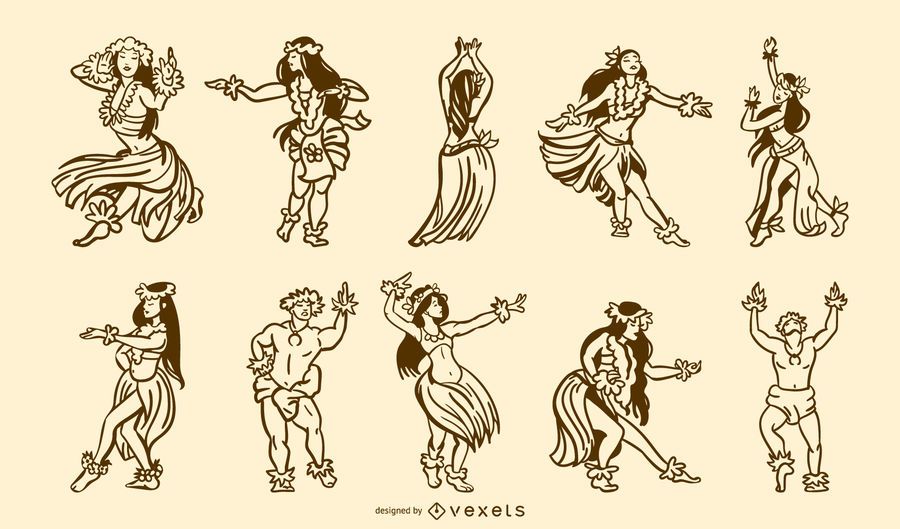 Hawaiian dancers stroke pack Hawaiian dancers stroke pack