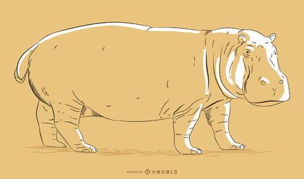 Ilustração de hipopótamo desenhada à mão