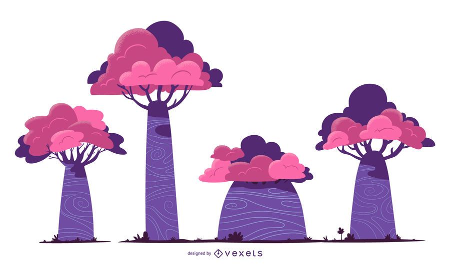 Purple trees vector set Purple trees vector set