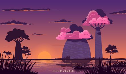 Safari colorful sunset landscape Safari colorful sunset landscape