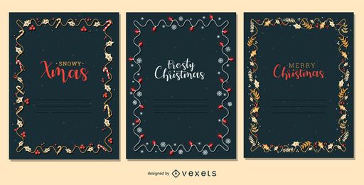 Conjunto de vectores de marco de tarjeta de Navidad