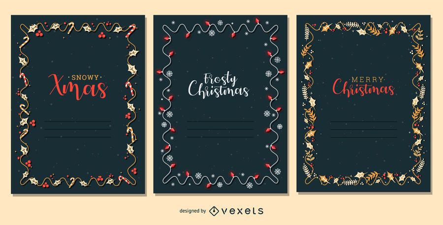 Christmas Card Frame Vector Set Christmas Card Frame Vector Set