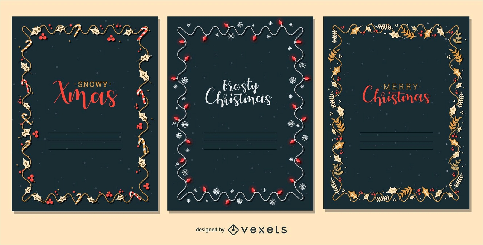 Conjunto de vectores de marco de tarjeta de Navidad