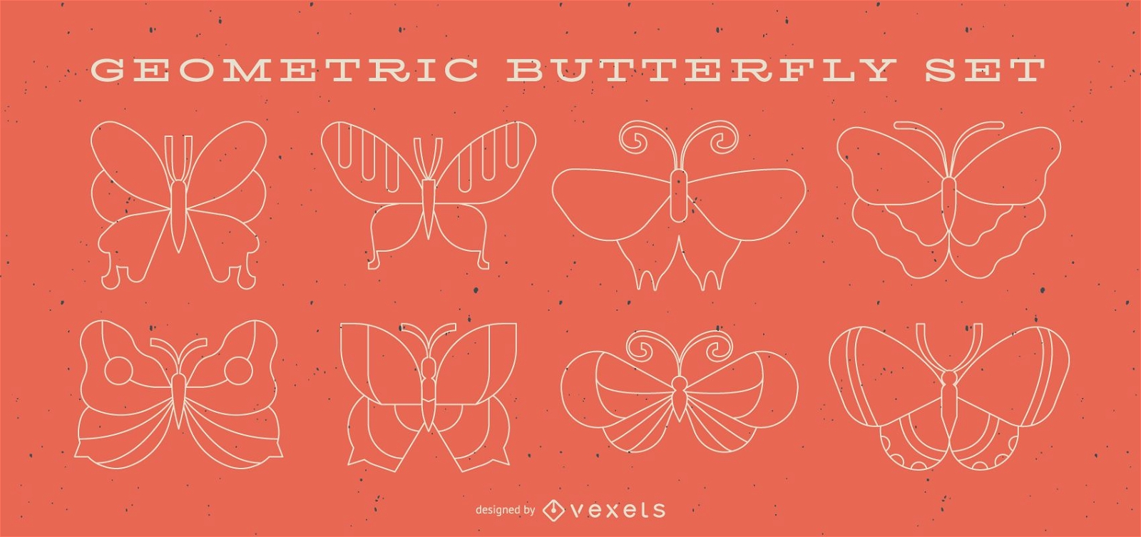 Conjunto de linhas geométricas de borboletas