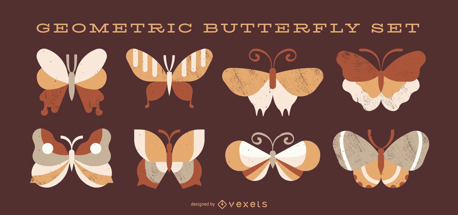 Geometric butterfly vector set