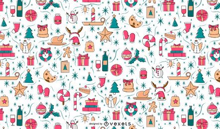 Diseño de patrón de elementos navideños