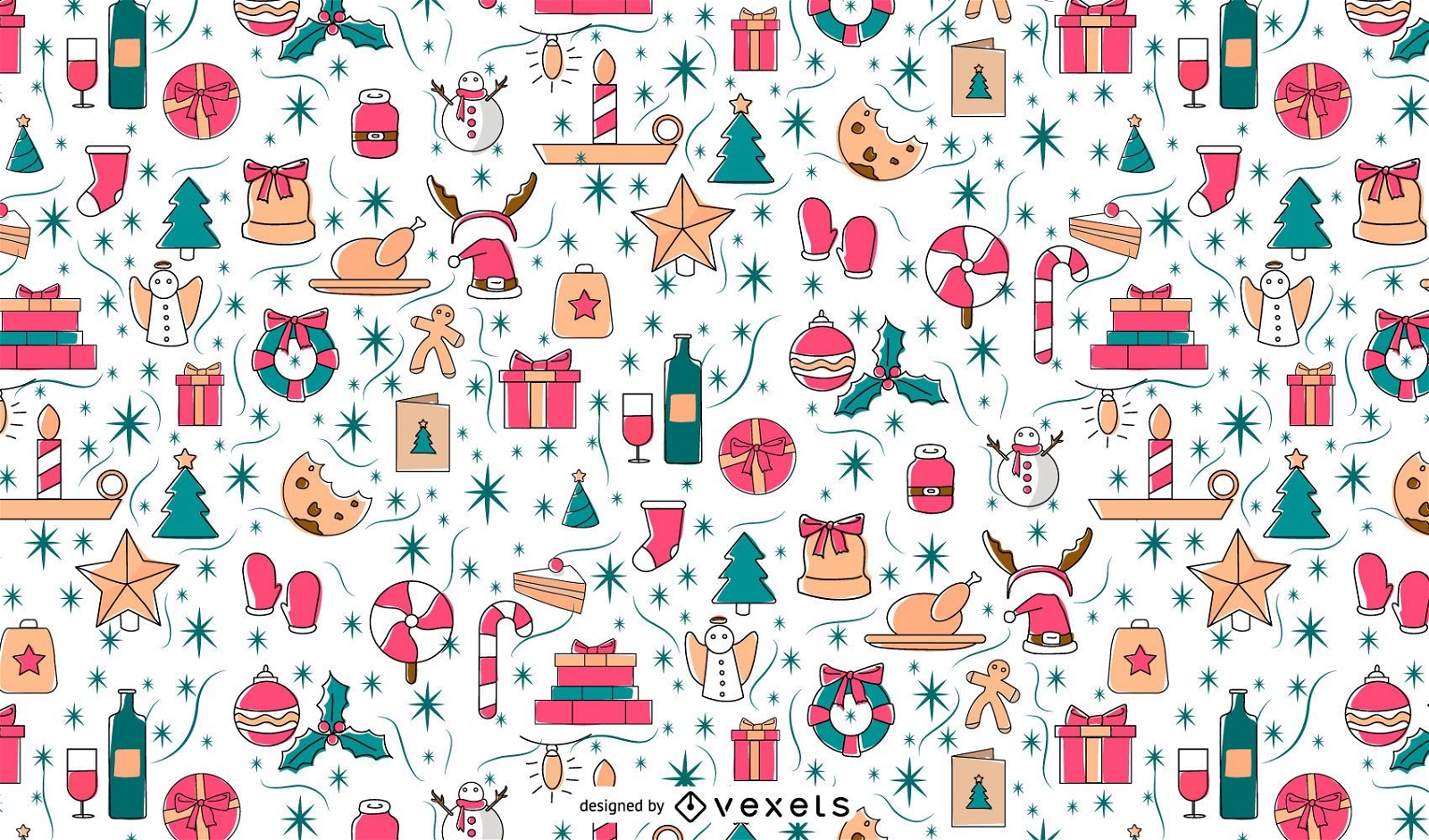 Christmas elements pattern design