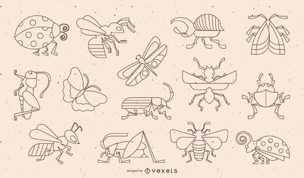 Insect Geometric Stroke Design Collection Insect Geometric Stroke Design Collection