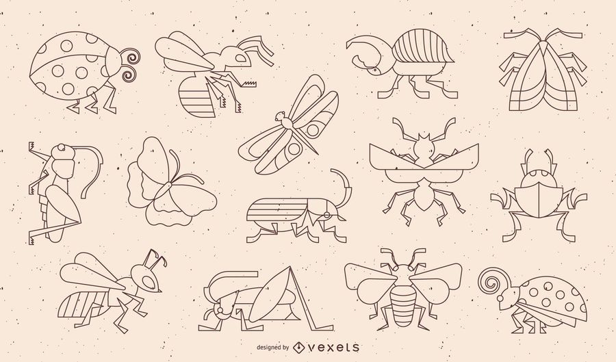 Insect Geometric Stroke Design Collection Insect Geometric Stroke Design Collection