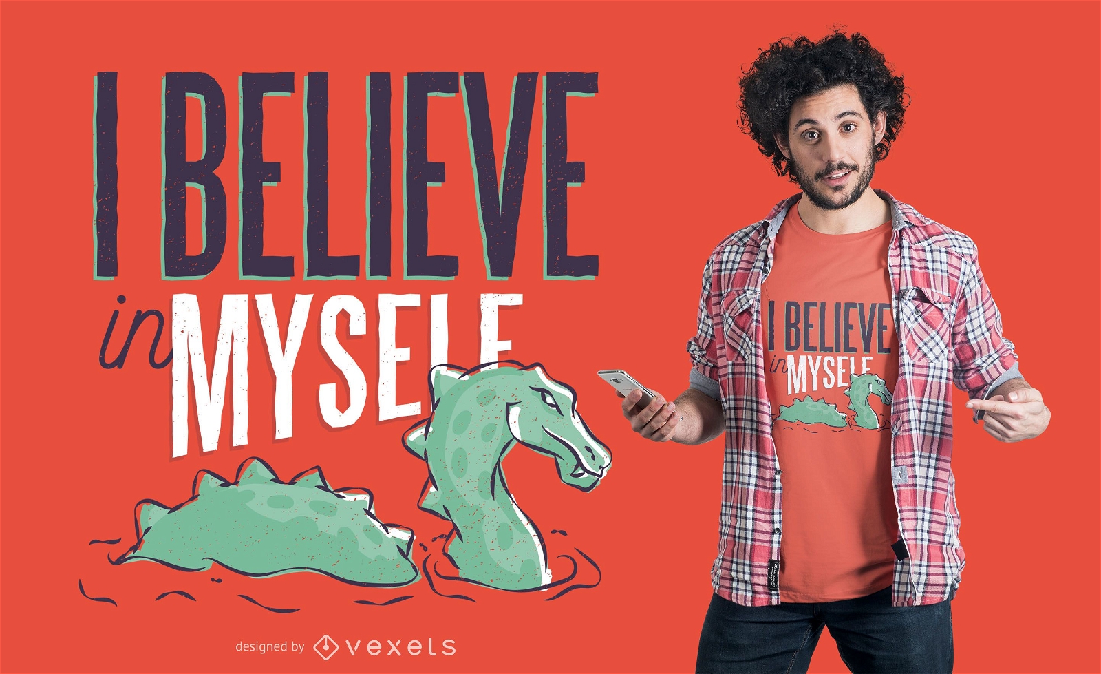 Design de camiseta do monstro do Believe Loch Ness