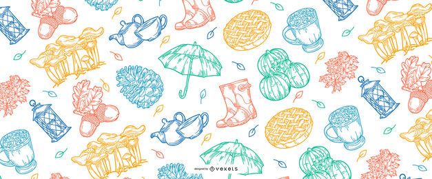 Diseño de patrón de elementos de otoño