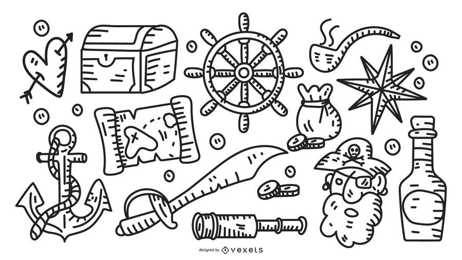 Pirate stroke elements collection Pirate stroke elements collection