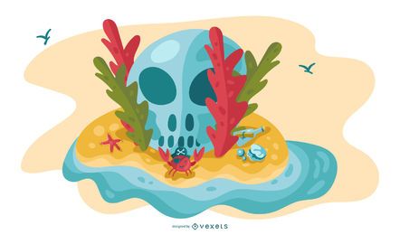 Pirate Island Skull Illustration Pirate Island Skull Illustration
