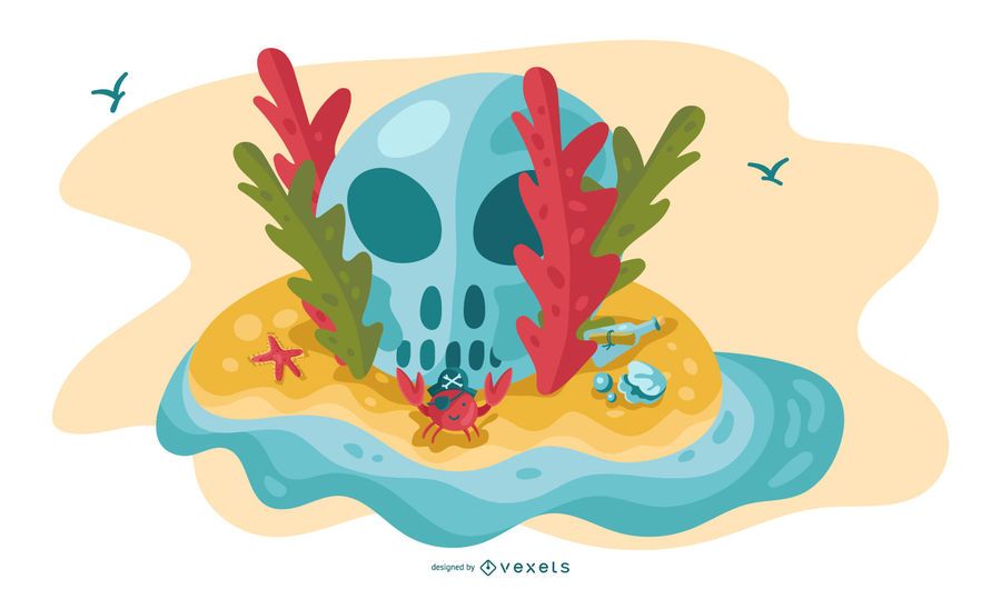Pirate Island Skull Illustration Pirate Island Skull Illustration