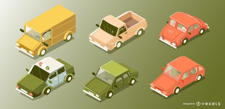 Conjunto de vectores de coches isométricos Conjunto de vectores de coches isométricos
