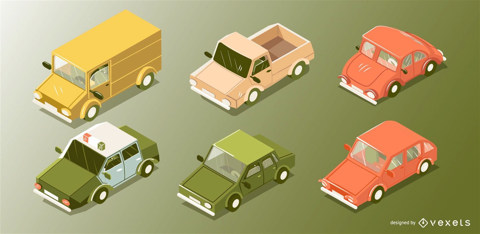Isometric cars vector set
