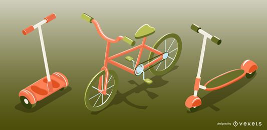 Isometric Personal Transport Vehicle Set Isometric Personal Transport Vehicle Set